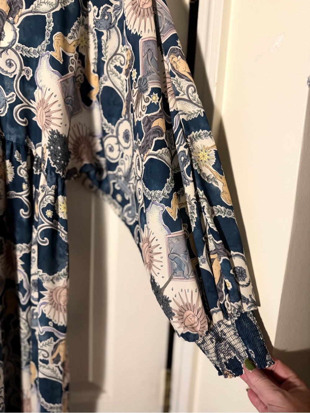 See by Chloe Boho Floral Tie-Neck Maxi Dress in Blue and Cream - Picture 6 of 7